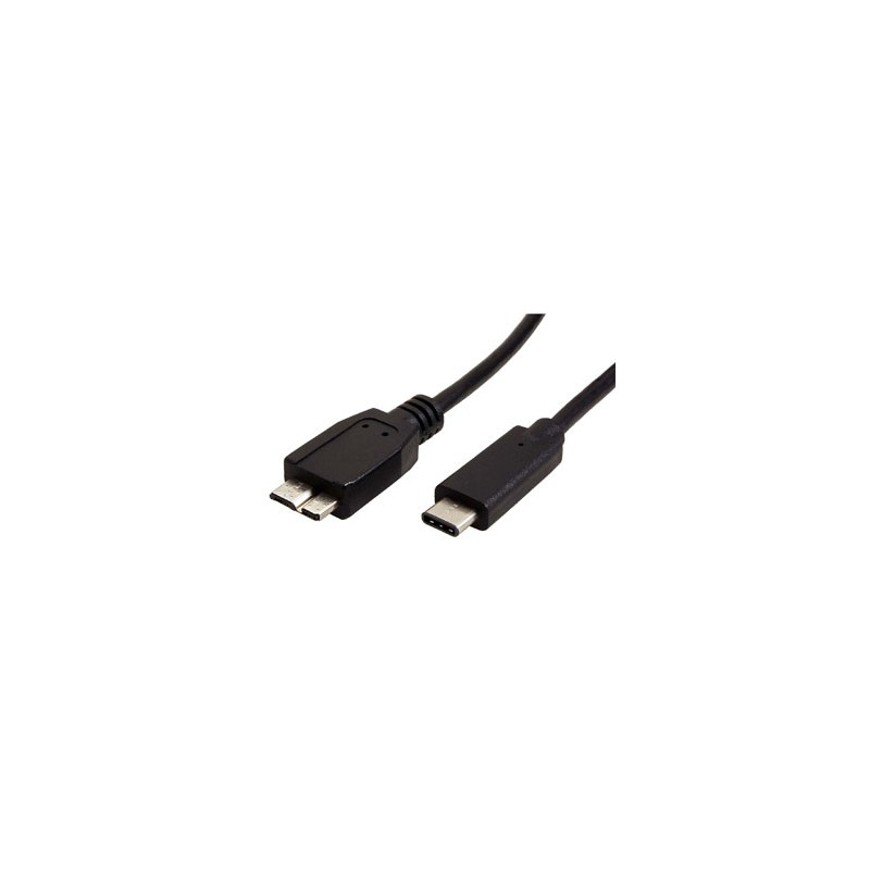 USB kabel (3.0), USB C (M) - USB micro B (M), 0.5m, okrągły, czarny, plastic bag