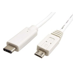 USB kabel (2.0), USB C (M) - microUSB (M), 2m, okrągły, biały, plastic bag