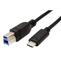 USB kabel (3.0), USB C (M) - USB 3.0 B (M), 3m, okrągły, czarny, plastic bag, SuperSpeed