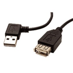 Przedłużacz USB (2.0), USB A M - USB A F, 0.3m, Kabel kątowy USB 90&deg*, czarny