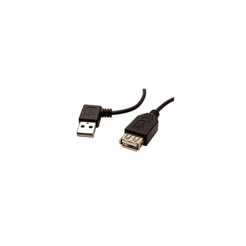 Przedłużacz USB (2.0), USB A M - USB A F, 0.3m, Kabel kątowy USB 90&deg*, czarny