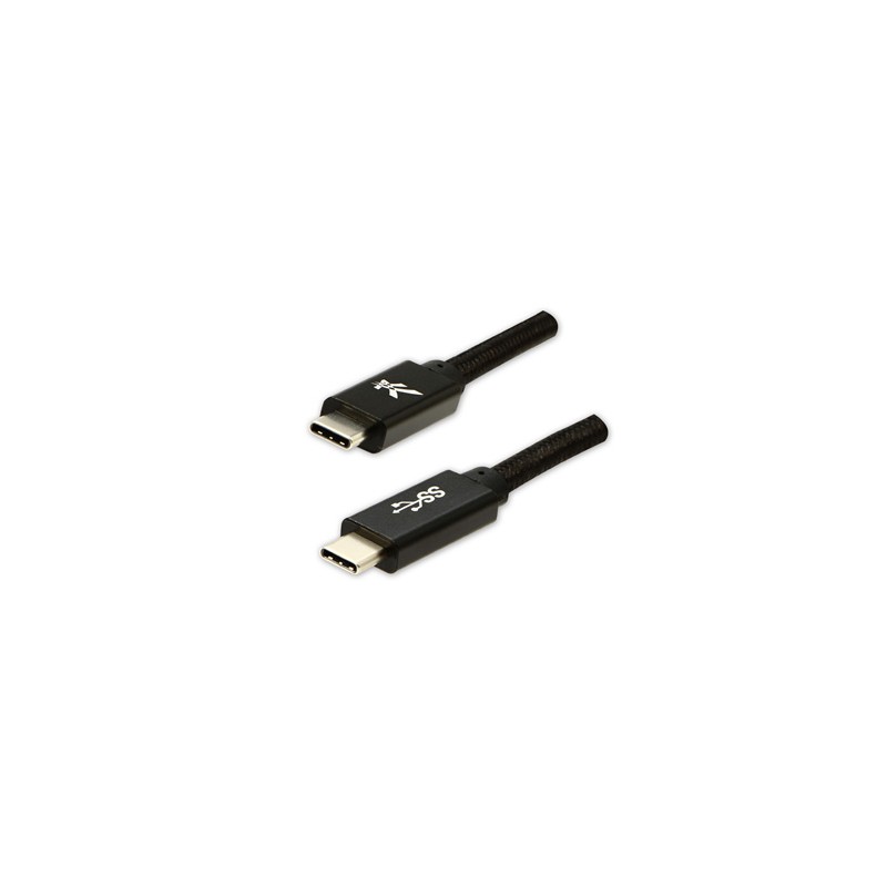 Logo USB kabel (3.2 gen 1), USB C (M) - USB C (M), 1m, 5 Gb/s, 5V/3A, czarny, box, oplot nylonowy, aluminiowa osłona złącza