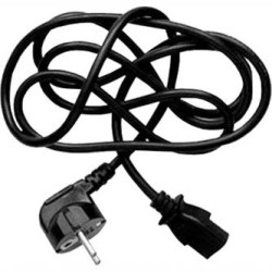Kabel sieciowy 230V zasilacz, CEE7 (widelec) - C13, 2m, VDE approved, czarny, Logo