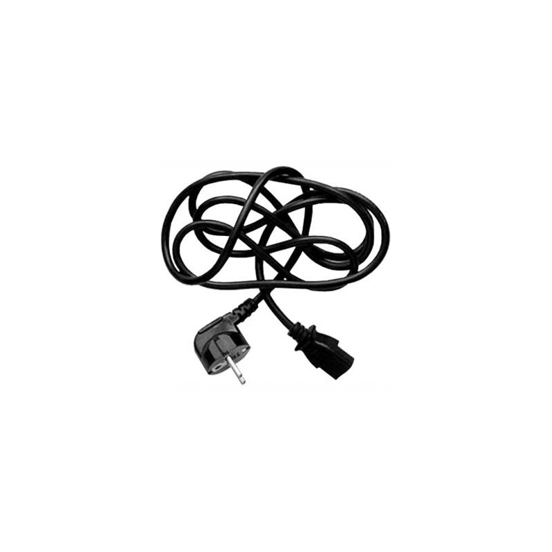 Kabel sieciowy 230V zasilacz, CEE7 (widelec) - C13, 2m, VDE approved, czarny, Logo