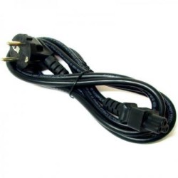 Kabel sieciowy 230V do zasilacza laptopa, CEE7 (widelec) - C5, 2m, VDE approved, czarny, Logo, koncówka C5