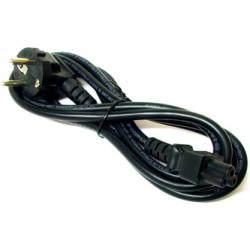 Kabel sieciowy 230V do zasilacza laptopa, CEE7 (widelec) - C5, 2m, VDE approved, czarny, Logo, blistr, koncówka C5
