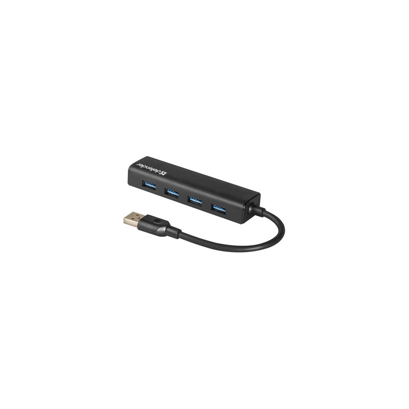 USB (3.0) HUB 4-port, Quadro Express, czarny, Defender, kompaktowy