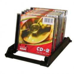 Box na 10 szt. CD, czarny, stojak na listy, Logo