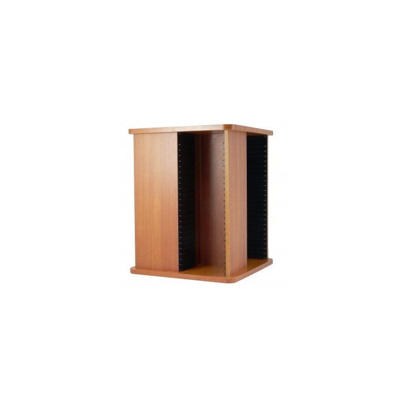 Box na 100 szt. CD, wygląd drewna, brązowy, stojak, czterorzędowy, obrotowy