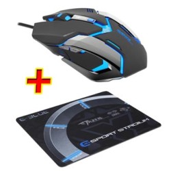 Mysz przewodowa USB, E-blue Auroza Gaming, czarna, optyczna, 4000DPI