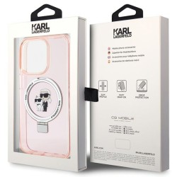 Karl Lagerfeld nakładka do iPhone 15 Pro 6,1&quot KLHMP15LHMRSKCP różowa hardcase Ring Stand Karl&Choupettte MagSafe