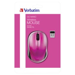 Mysz bezprzewodowa, Verbatim Go Nano 49043, różowa, optyczna, 1600DPI