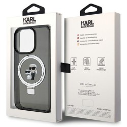 Karl Lagerfeld nakładka do iPhone 15 Pro Max 6,7&quot KLHMP15XHMRSKCK czarna hardcase Ring Stand Karl&Choupettte MagSafe
