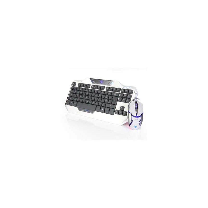 E-blue Auroza, zestaw klawiatura z optyczną mysz do gier, US, do gry, przewodowa (USB), biała