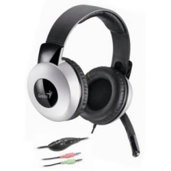 Genius HS-05A, słuchawki z mikrofonem, regulacja głośności, czarno-srebrna, 2x 3.5 mm jack
