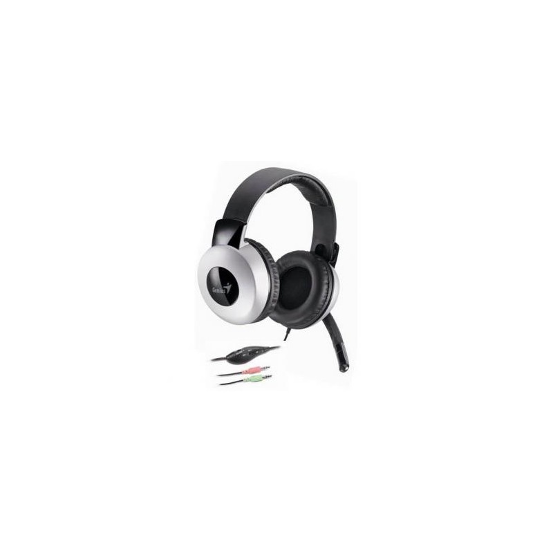 Genius HS-05A, słuchawki z mikrofonem, regulacja głośności, czarno-srebrna, 2x 3.5 mm jack