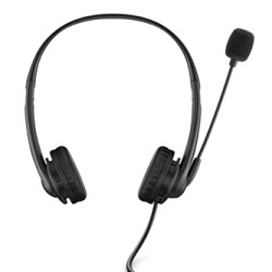 HP 3,5mm, słuchawki z mikrofonem, regulacja głośności, czarna, klasyczna typ 3,5mm jack