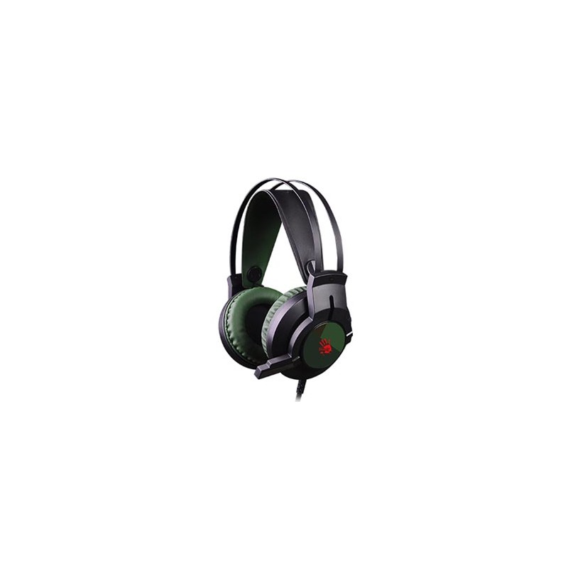 A4Tech Bloody J437, słuchawki z mikrofonem, regulacja głośności, zielona, 7.1 (virtual), słuchawki, podświetlane typ USB