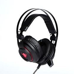 Red Fighter H3, słuchawki z mikrofonem, regulacja głośności, czarno-czerwona, dla graczy, podświetlenie, 2x 3.5 mm jack + U