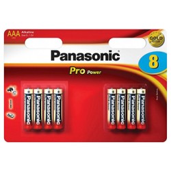 Bateria alkaliczna, AAA, 1.5V, Panasonic, blistr, 8-pack, 265949, Pro Power