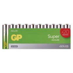 Bateria alkaliczna, AA, 1.5V, GP, folia, 20-pack, Super