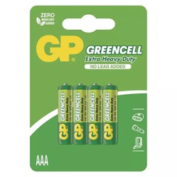 Bateria cynkowo-węglowa, AAA, 1.5V, GP, blistr, 4-pack, Greencell