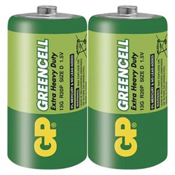 Bateria cynkowo-węglowa, ogniwo typ D, 1.5V, GP, folia, 2-pack, Greencell