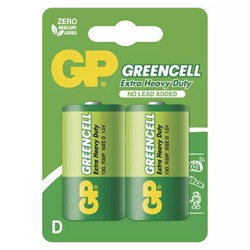 Bateria cynkowo-węglowa, ogniwo typ D, 1.5V, GP, blistr, 2-pack, Greencell