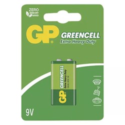 Bateria cynkowo-węglowa, 9V (6F22), 9V, GP, blistr, 1-pack, Greencell