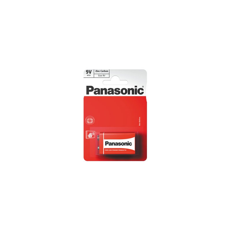 Bateria cynkowo-węglowa, 6F22, 9V, Panasonic, blistr, 1-pack