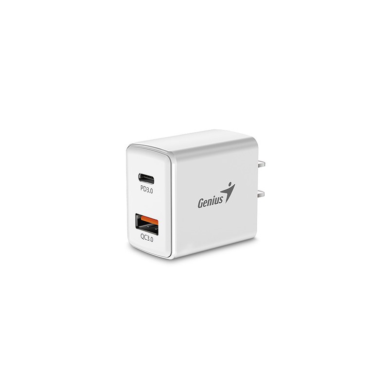 Genius Zasilacz / sieciowy adapter 20W, 2-portowy, USB-C, USB-A, PD-20AC