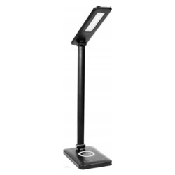 Lampka na biurko, aluminium + ABS, czarna, 390lm, 3 typy oświetlenia, ładowarka bezprzewodowa, IP20
