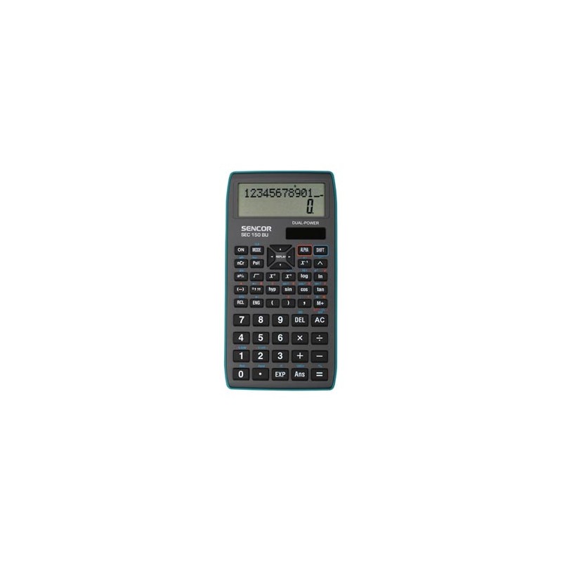 Sencor Kalkulator SEC 150 BU, szara, szkolny, 12 cyfr, niebieska ramka