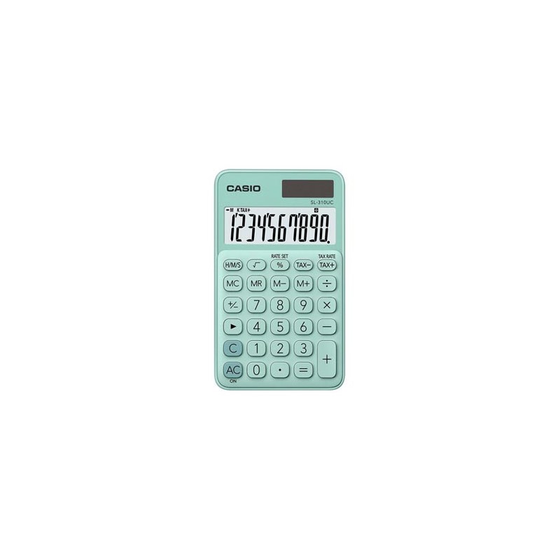Casio Kalkulator SL 310 UC GN, turkusowa, 10 miejsc, podwójne zasilanie