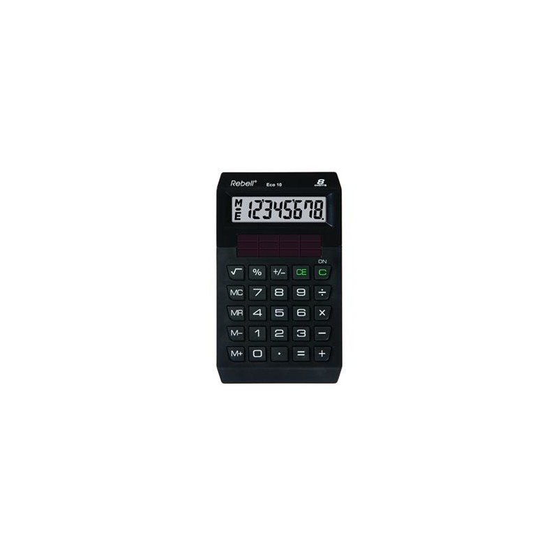 Rebell Kalkulator ECO 10, czarna, kieszonkowy, 8 miejsc