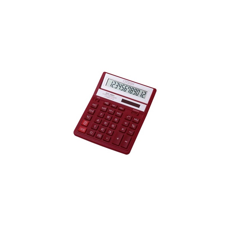 Citizen Kalkulator SDC888XRD, czerwona, biurkowy, 12 miejsc