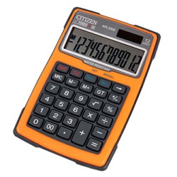 Citizen Kalkulator WR3000NRORE, pomarańczowa, biurkowy z obliczaniem VAT, 12 miejsc, wodoodporny, odporny na kurz i piasek
