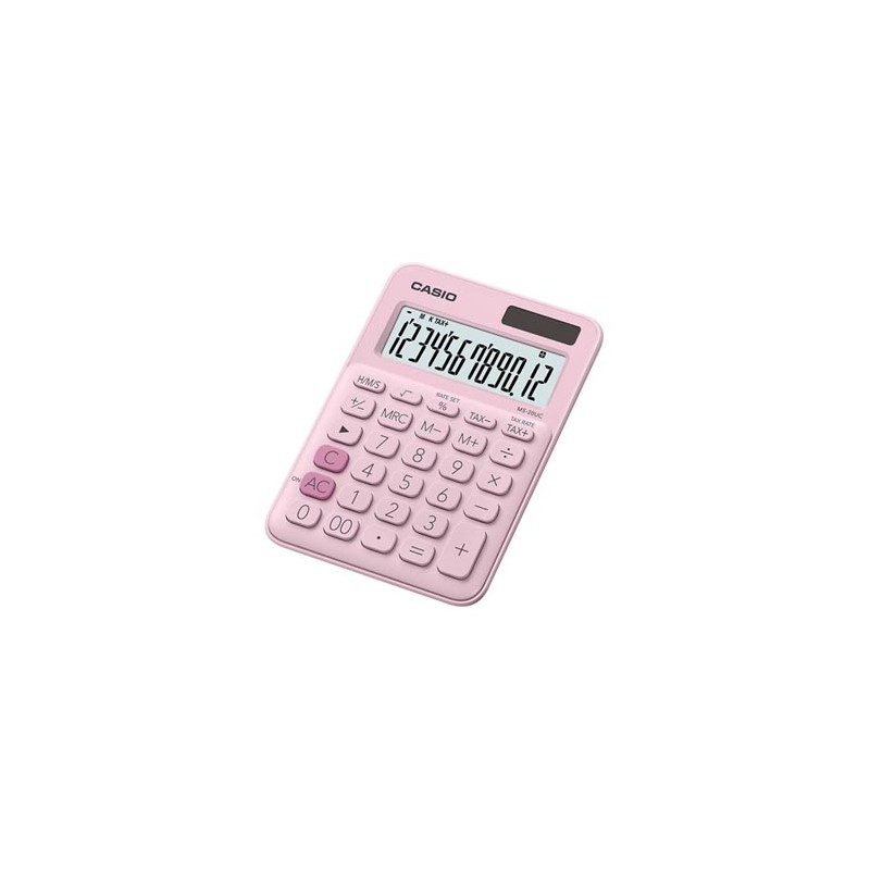 Casio Kalkulator MS 20 UC PK, różowa, 12 miejsc, podwójne zasilanie