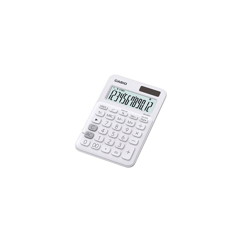 Casio Kalkulator MS 20 UC WE, biała, 12 miejsc, podwójne zasilanie