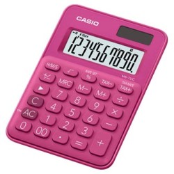 Casio Kalkulator MS 7 UC RD, ciemnoróżowy, 10 miejsc, podwójne zasilanie