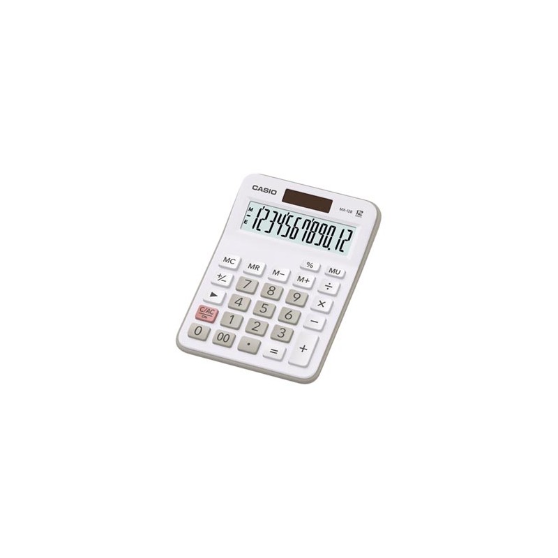 Casio Kalkulator MX 12 B WE, biało-szary, podwójne zasilanie
