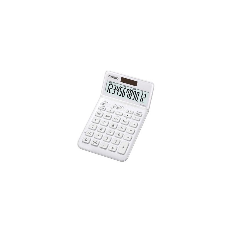 Casio Kalkulator JW 200 SC WE, biała, 12 miejsc, uchylny wyświetlacz, podwójne zasilanie
