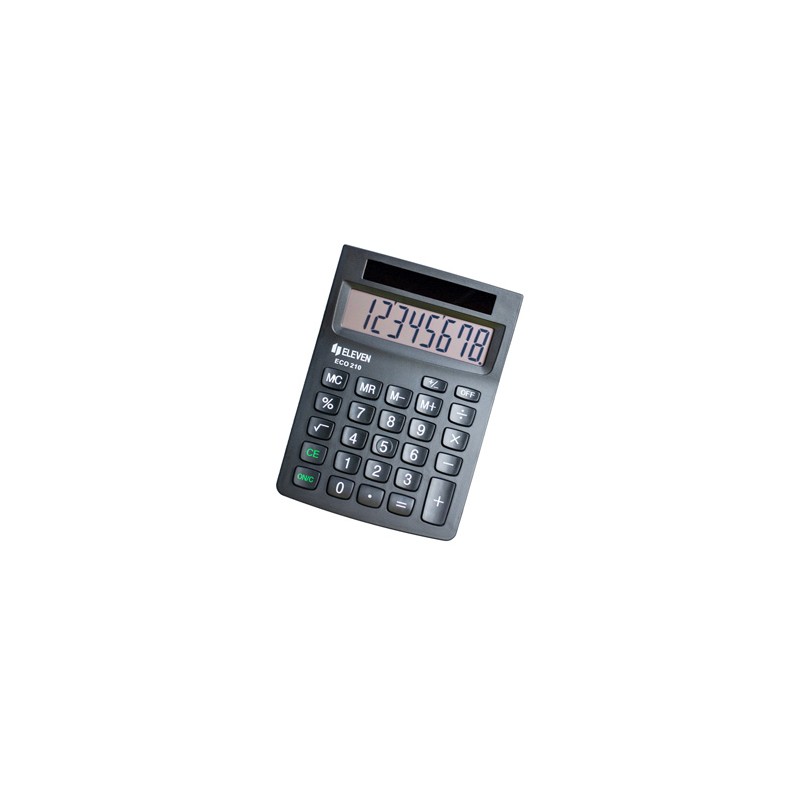Eleven Kalkulator ECC210, czarna, biurkowy, 8 miejsc, zasilane energią słoneczną