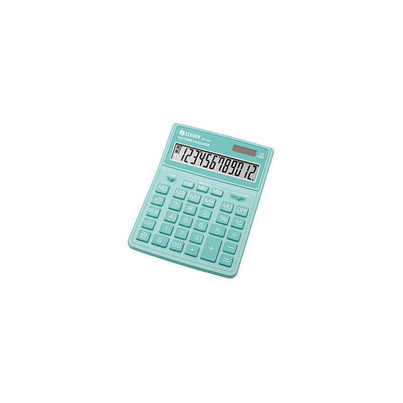 Eleven Kalkulator SDC444XRGNE, zielona, biurkowy, 12 miejsc, podwójne zasilanie