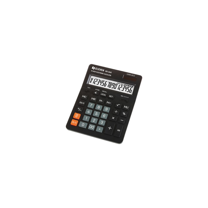 Eleven Kalkulator SDC664S, czarna, biurkowy, 16 miejsc, podwójne zasilanie, LCD