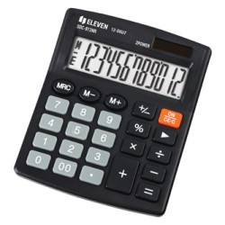 Eleven Kalkulator SDC812NR, czarna, biurkowy, 12 miejsc, podwójne zasilanie