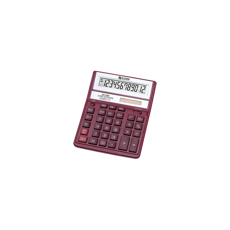 Eleven Kalkulator SDC888XRD, czerwona, biurkowy, 12 miejsc