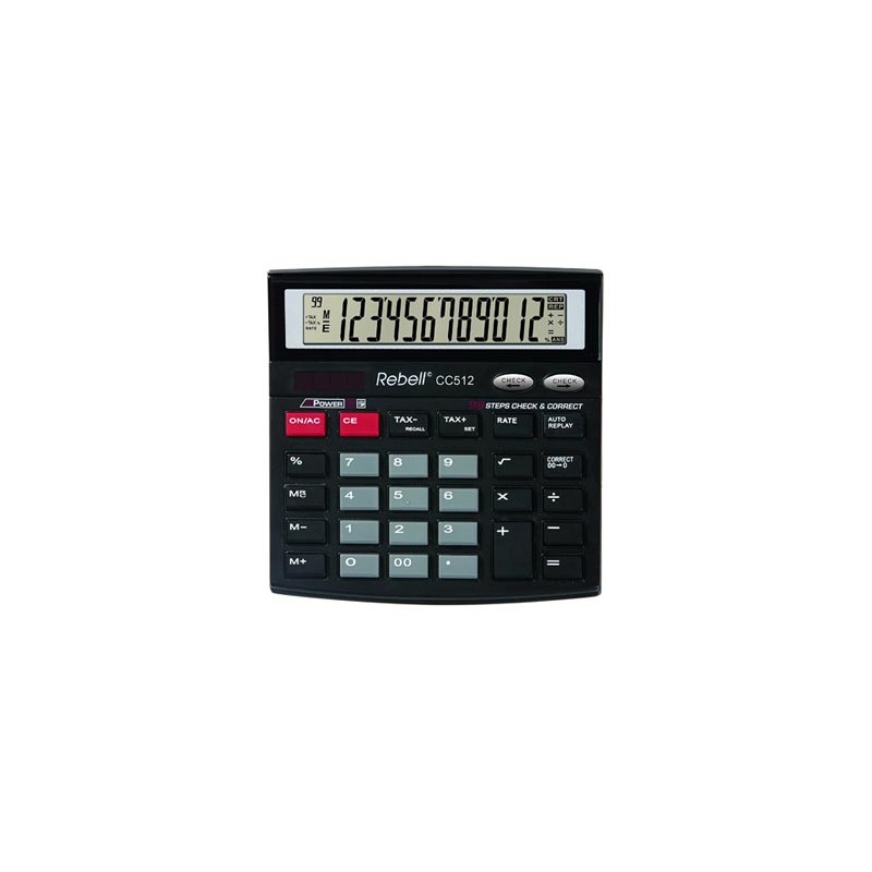 Rebell Kalkulator RE-CC512 BX, czarna, biurkowy, 12 miejsc