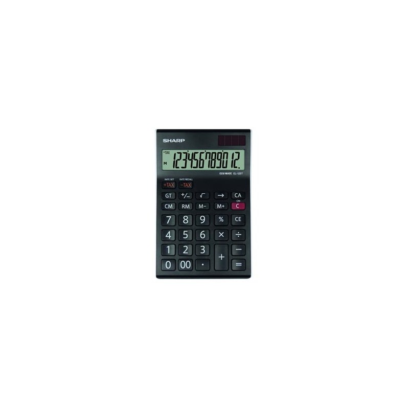Sharp Kalkulator EL-125TWH, czarno-biały, biurkowy, 12 miejsc