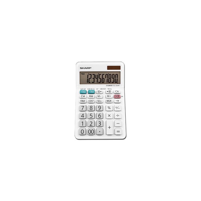 Sharp Kalkulator EL-330W, biała, biurkowy, 10 miejsc